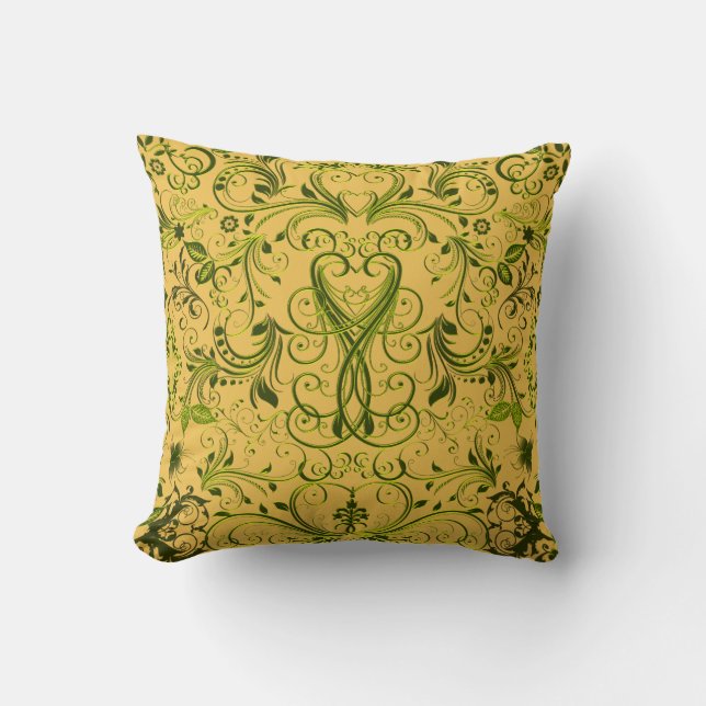 Scroll Work, Spring Green-Square Sierkussen (Voorkant)