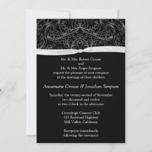 Scrolls d'argent et Faire-part de mariage de ruban