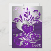 Scrolls d'argent violet, Faire-part de mariage de (Devant)