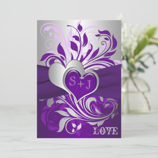 Scrolls d'argent violet, Faire-part de mariage de (Debout devant)