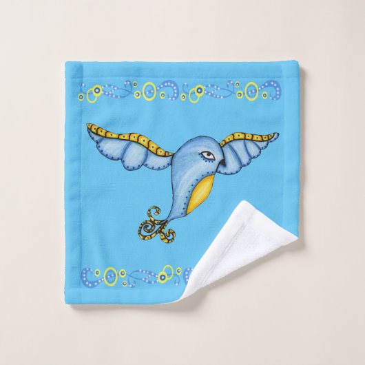 Scrolls de la queue jaune de l'oiseau blanc (Gant de toilette)