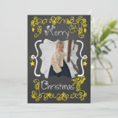 Scrolls Jaunes Customisée Carte de vacances photo (Debout devant)