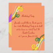 Scrolls multicolores Carte photo 16e anniversaire (Devant / Derrière)