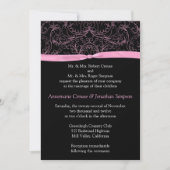 Scrolls roses et Faire-part de mariage de ruban (Devant)