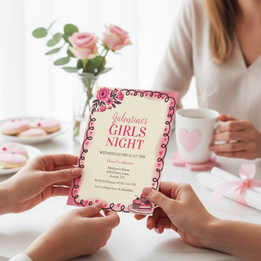 Scrollwork Border Galentine's Invitation