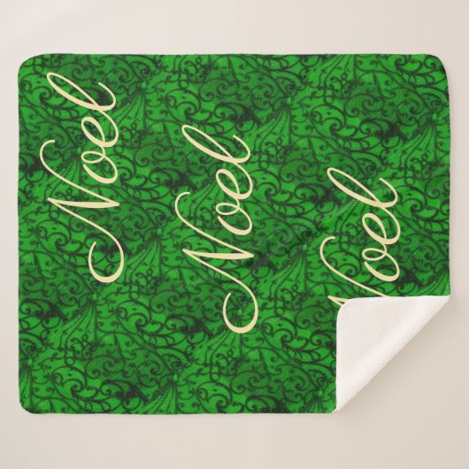 Scrollwork Green Sherpa Blanket Sherpa Deken (Voorkant (horizontaal))