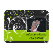 Scrolwork zwart, groene bruiloft Save the Date Magneet (Horizontaal)