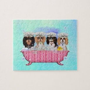 Scrub-a-Dub-Dub-Four-cavaliers in een Puzzle Tub Legpuzzel
