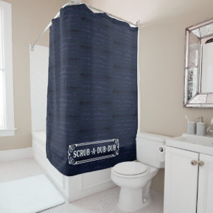 Scrub-A-Dub-Dub moderne masculine blauwe streep Douchegordijn