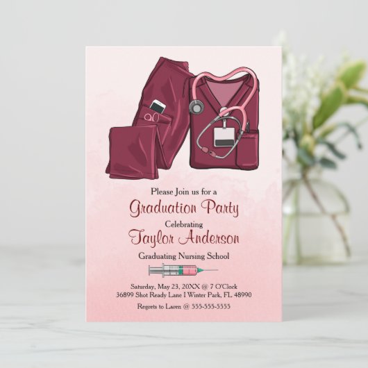 Scrub Faire-part d'obtention du diplôme de l'école (Debout devant)