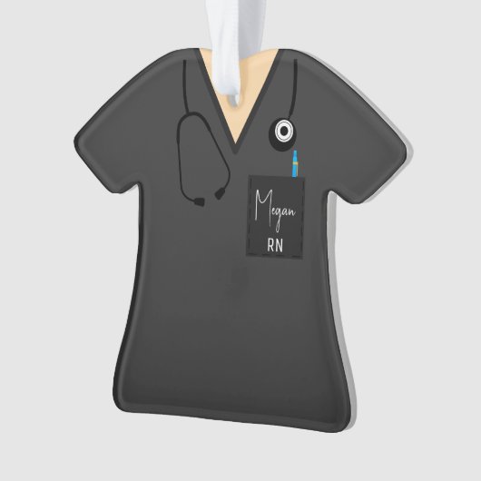 Scrub Top Ornament — Grijze bovenkant met lichte h (voorkant)
