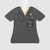 Scrub Top Ornament — Grijze bovenkant met lichte h (voorkant)