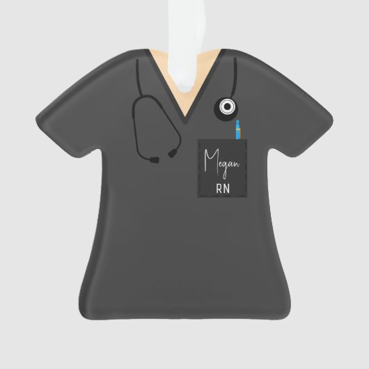 Scrub Top Ornament — Grijze bovenkant met lichte h (voorkant)