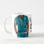 Scrubs and Coffee Nurse Personalized Coffee Mug (Gauche)