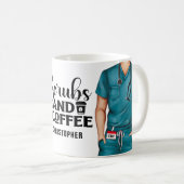 Scrubs and Coffee Nurse Personalized Coffee Mug (Devant droit)