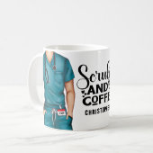 Scrubs and Coffee Nurse Personalized Coffee Mug (Devant gauche)