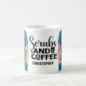 Scrubs and Coffee Nurse Personalized Coffee Mug (Centre)