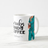 Scrubs and Coffee Nurse Personalized Coffee Mug (Devant droit)