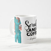 Scrubs and Coffee Nurse Personalized Coffee Mug (Devant gauche)