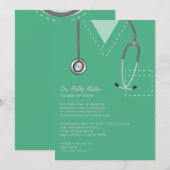 Scrubs Green Medical Afstuderen Invitation Kaart (Voorkant / Achterkant)