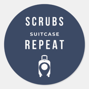 Scrubs Koffer Herhalen - Grappige Reisverpleegster Ronde Sticker