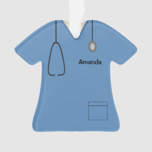 Scrubs Uniform Nurse Blue KerstShirt Orn Ornament