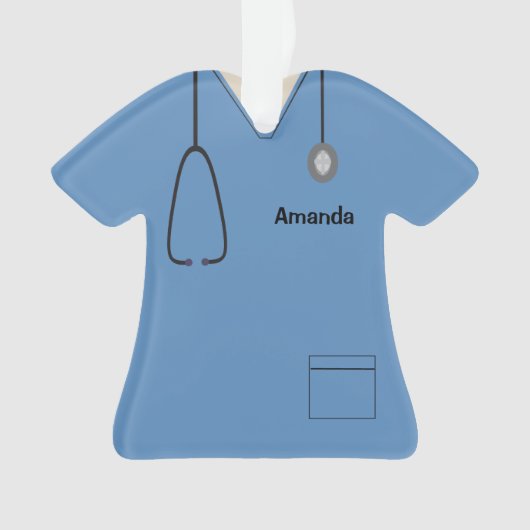Scrubs Uniform Nurse Blue KerstShirt Orn Ornament (voorkant)
