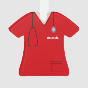 Scrubs Uniform Nurse Red Shirt Kerstmis Orn Ornament