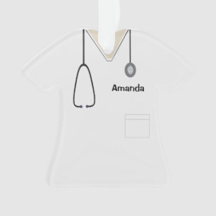 Scrubs Uniform Nurse White Shirt Orn Ornament