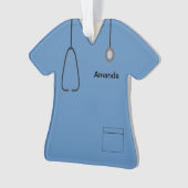 Scrubs Uniforme Nurse Blue Christmas Shirt Orn (devant)
