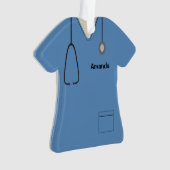 Scrubs Uniforme Nurse Blue Christmas Shirt Orn (devant)