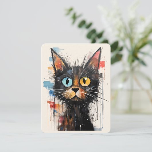 Scruffy Cute Cat Carte de remerciements (Debout devant)
