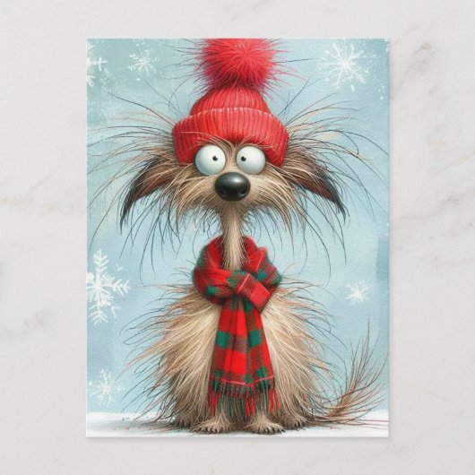Scruffy Dog Christmas Feestdagenkaart (Voorkant)