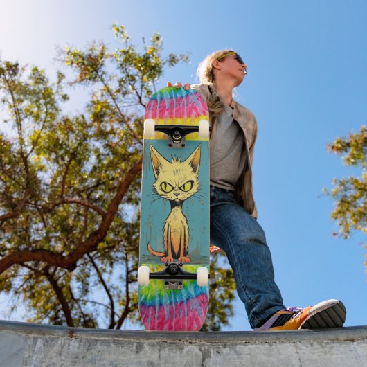 Scruffy Kat kunst grappig Skateboard Deck (Buiten 1)