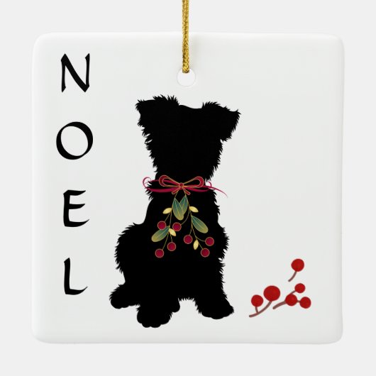 Scruffy Mutt NOEL kerstversiering Keramisch Ornament (Achterkant)