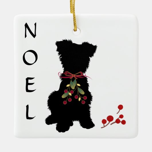 Scruffy Mutt NOEL kerstversiering Keramisch Ornament (Voorkant)
