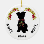 Scruffy Mutt Noel Noel Keramisch Kerstornament Keramisch Ornament (Achterkant)