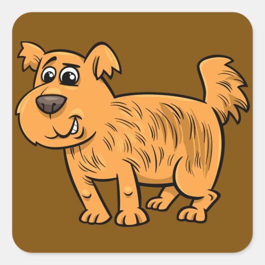 Scruffy Orange Puppy Dog Vierkante Sticker (Voorkant)