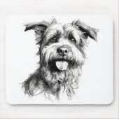 Scruffy Terrier Portret Schets Muismat (Voorkant)
