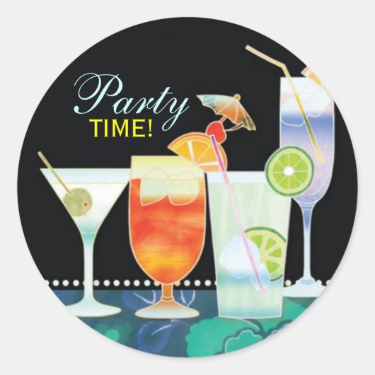 Scrumptious Cocktails Party Invitation Ronde Sticker (Voorkant)