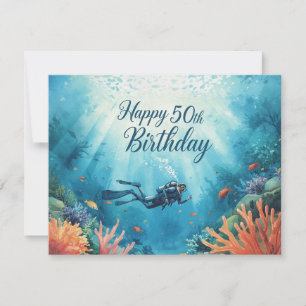 Scuba 50ste verjaardag onderwater verjaardagskaart kaart