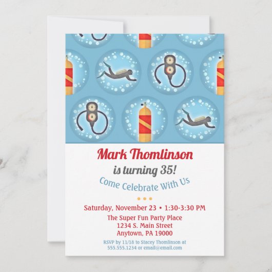 Scuba Anniversaire Invitation Plongée Drapeau (Devant)