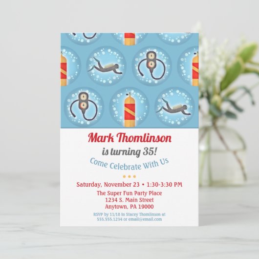 Scuba Anniversaire Invitation Plongée Drapeau (Debout devant)