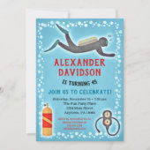Scuba Birthday Invitation Scuba Diver Kaart (Voorkant)