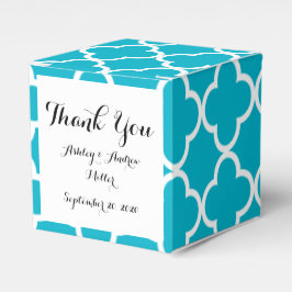 Scuba Blue White Quatrefoil Moroccan Pattern Bedankdoosjes