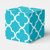 Scuba Blue White Quatrefoil Moroccan Pattern Bedankdoosjes (Achterkant)