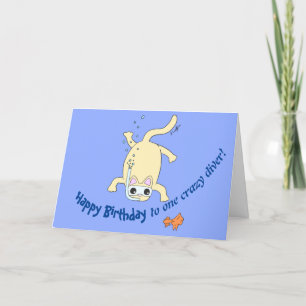 Scuba Cat Diver Birthday Kaart