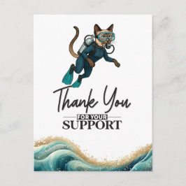 Scuba Cat Diving Blue Wet Suit Briefkaart