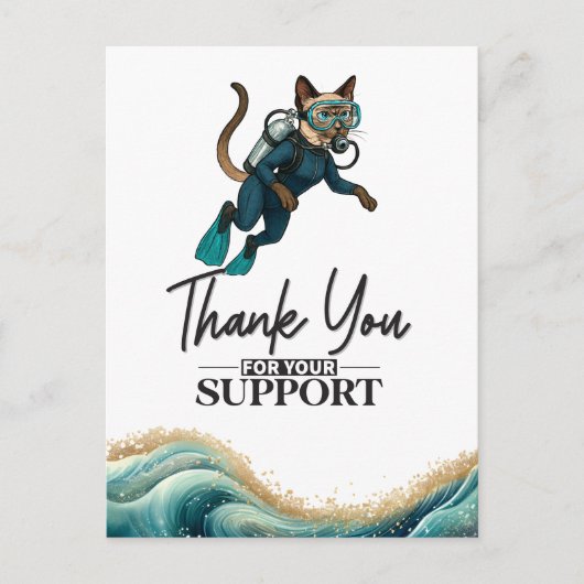 Scuba Cat Diving Blue Wet Suit Briefkaart (Voorkant)