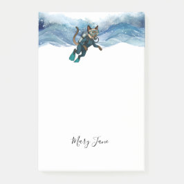 Scuba Cat Diving Blue Wet Suit Post-it® Notes